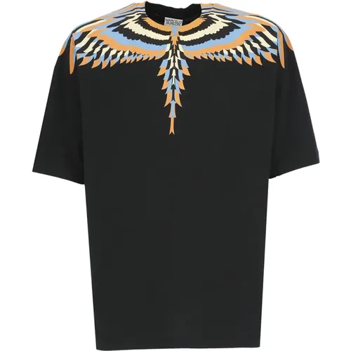 Schwarzes T-Shirt mit Optischen Flügeln für Männer , Herren, Größe: M - Marcelo Burlon - Modalova