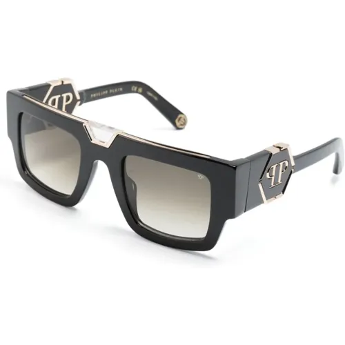 Schwarze Sonnenbrille mit Original-Etui,Stylische Sonnenbrille Spp092M - Philipp Plein - Modalova