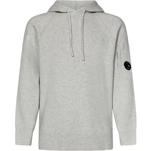 Grey Melange Knit Hoodie Sweater , male, Sizes: M, S, XL, L - C.P. Company - Modalova