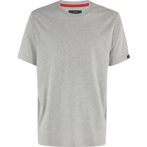 Lässiges Baumwoll-T-Shirt-Label , Herren, Größe: 3XL - Fay - Modalova