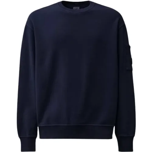 Gebürsteter Crew Neck Sweatshirt in Blau , Herren, Größe: L - C.P. Company - Modalova