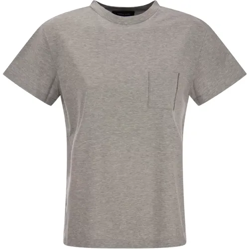 Organisches Baumwoll-Jersey-T-Shirt mit glänzendem Detail,Organisches Baumwoll-Jersey T-Shirt mit glänzendem Detail - Fabiana Filippi - Modalova