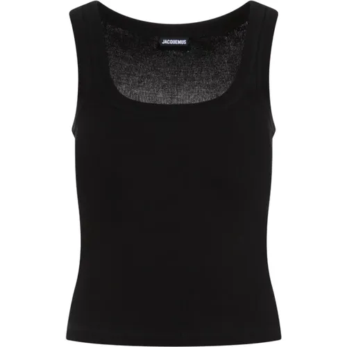 Schwarzes Baumwoll-Fitted T-Shirt , Damen, Größe: XS - Jacquemus - Modalova