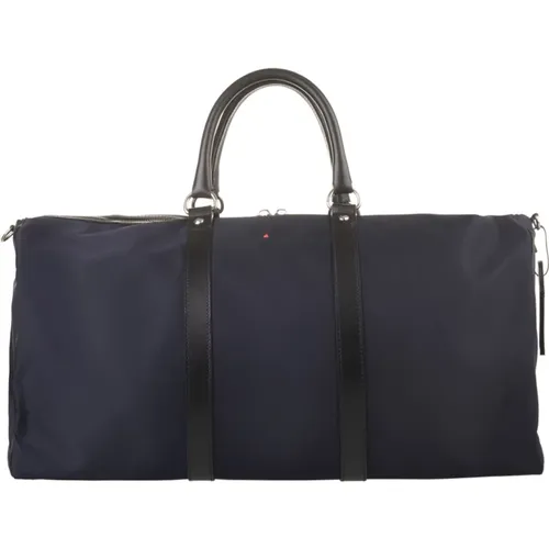 Navy Duffle Bag with Leather , male, Sizes: ONE SIZE - Kiton - Modalova