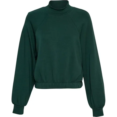 Dunkelgrüner T-Hals Pullover Edilina Ima , Damen, Größe: S/M - moss copenhagen - Modalova