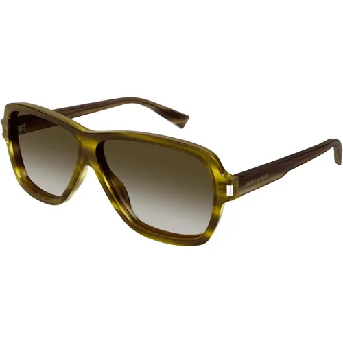 Havana /Grey Brown Shaded Sonnenbrillen , Herren, Größe: 62 MM - Saint Laurent - Modalova