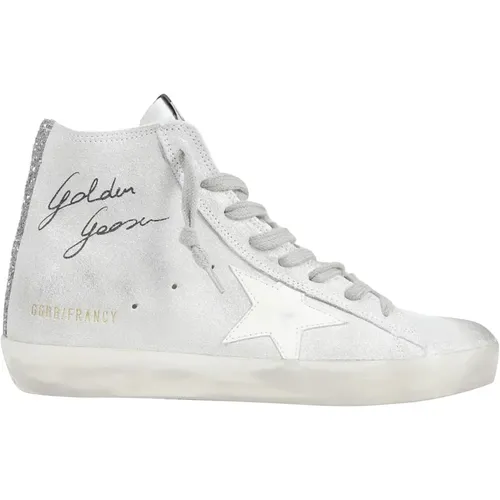 Laminated Suede Star Glitter Leather Sneakers , female, Sizes: 6 UK, 4 UK, 8 UK, 7 UK, 5 UK - Golden Goose - Modalova