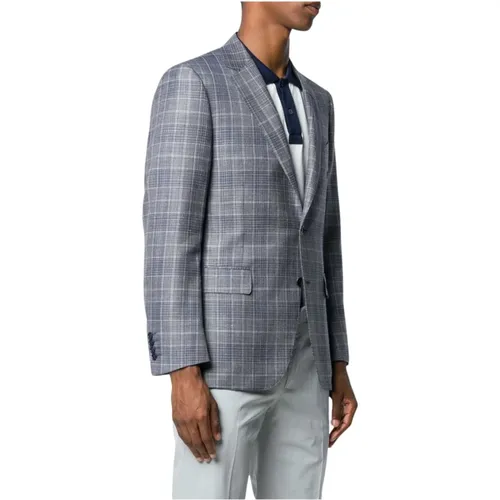 Checked Wool/Silk/Linen Jacket , male, Sizes: L - Canali - Modalova
