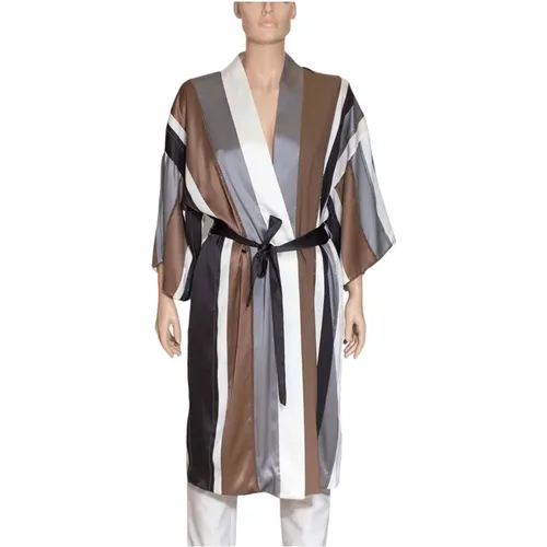 Silk Striped Cape Jacket for Women , female, Sizes: XS - BRUNELLO CUCINELLI - Modalova