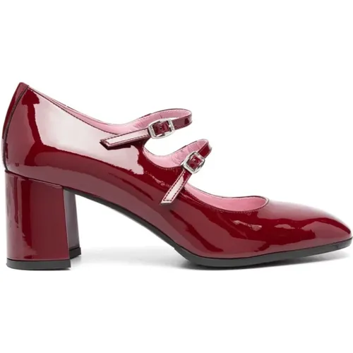 Heel Mary-Jane Décolleté Bordeaux , female, Sizes: 2 UK, 4 UK, 7 UK, 5 UK, 4 1/2 UK, 3 UK, 6 UK, 5 1/2 UK, 2 1/2 UK, 3 1/2 UK - Carel - Modalova