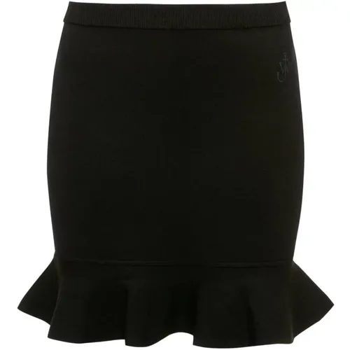 Knitted Mini Skirt with Frilled Hem , female, Sizes: M, L - JW Anderson - Modalova