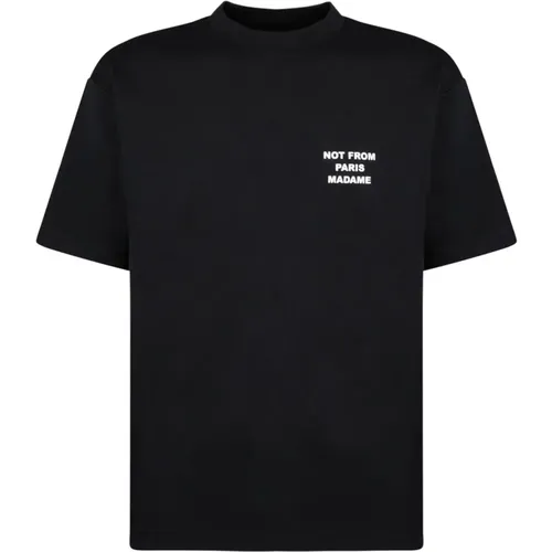 Schwarzes Slogan T-Shirt Regular Fit , Herren, Größe: S - Drole de Monsieur - Modalova