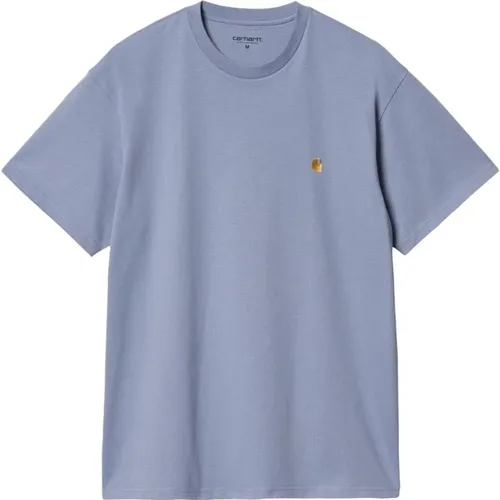 Blaues Baumwoll-T-Shirt mit Logo , Herren, Größe: L - Carhartt WIP - Modalova