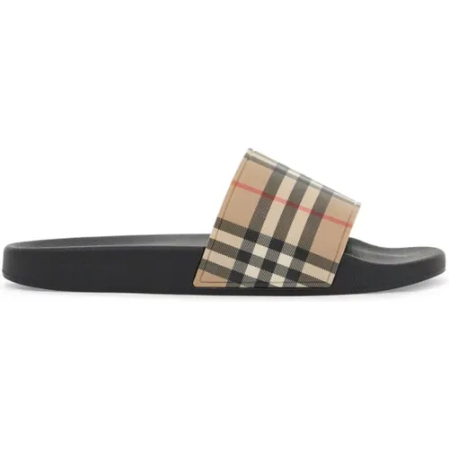 Tartan Print Rubber Slides , male, Sizes: 10 UK - Burberry - Modalova