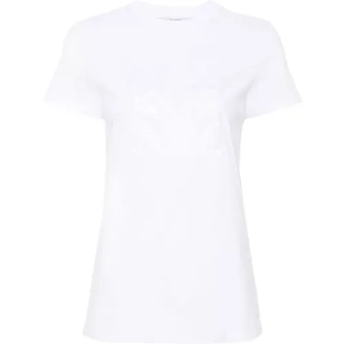 Weiße Baumwoll-Jersey-Top mit Besticktem Logo , Damen, Größe: S - Max Mara - Modalova