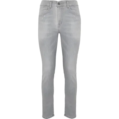 Grey Cotton Slim Fit Trousers , female, Sizes: W24, W27, W29, W28, W26, W30 - Dondup - Modalova