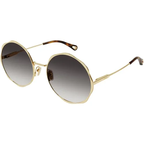 Gold/Grau getönte Sonnenbrille,Gold Gradient Brick Sonnenbrille,Sonnenbrille,Stilvolle Sonnenbrille,Sunglasses - Chloé - Modalova