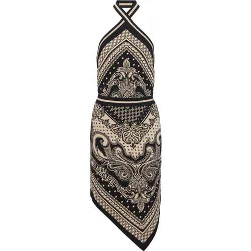 Backless knit paisley and monogram dress , female, Sizes: ONE SIZE - Balmain - Modalova