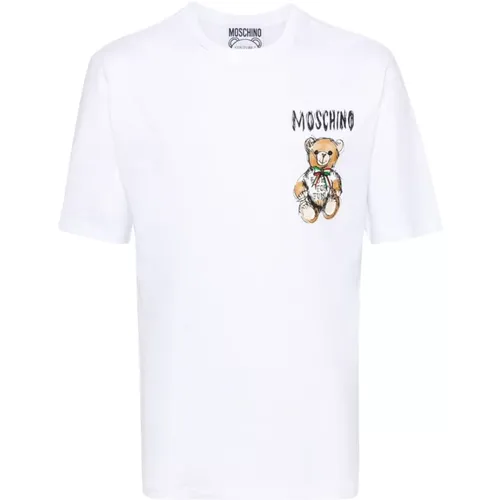 T-Shirts,Weißes Logo-Print T-Shirt - Moschino - Modalova