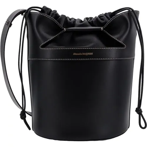 Schwarze Bucket Bag Rucksack mit Lederzugband - alexander mcqueen - Modalova