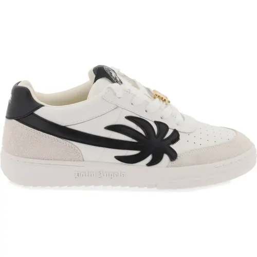 Gepolsterte Ledersneakers mit Palmenbaum - Palm Angels - Modalova