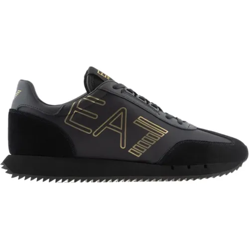 Schwarze Casual Textil Sneakers mit 3cm Gummisohle - Emporio Armani EA7 - Modalova