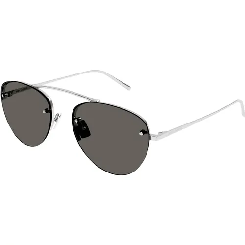 Silber/Graue SL 575 Sonnenbrille , unisex, Größe: 55 MM - Saint Laurent - Modalova