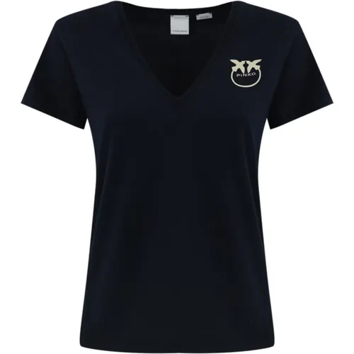 Cotton T-shirt with Heart Logo Print , female, Sizes: 2XL, S, 2XS, XS, L, M, XL - pinko - Modalova