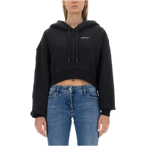 Weiße Cropped Hoodie für Frauen - Off White - Modalova