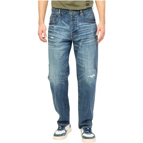 Denim Relaxed Fit Jeans with Abrasions , male, Sizes: W31, W29, W30 - Armani Exchange - Modalova
