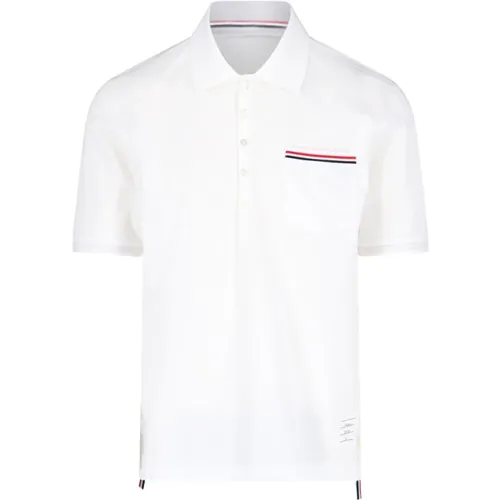 Weiße Baumwollpullover mit Polo-Logo , Herren, Größe: 2XL - Thom Browne - Modalova