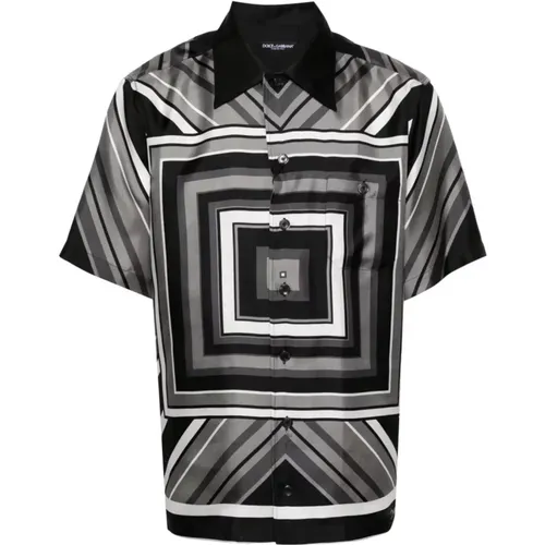 Silk Vanity Collar Shirt , male, Sizes: L, M - Dolce & Gabbana - Modalova