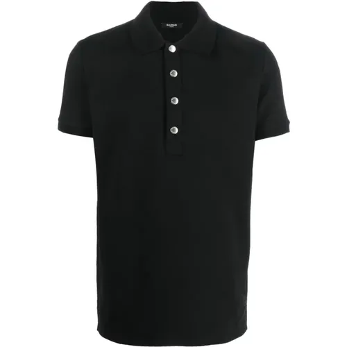 Monogram pique polo shirt , male, Sizes: M, S, L, XL, 2XL - Balmain - Modalova