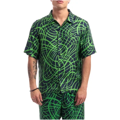Twill Wave Line Print Shirt , male, Sizes: L, XL, 2XL - Moschino - Modalova