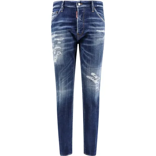 Destroyed Effect Jeans with Logo Detail , male, Sizes: S - Dsquared2 - Modalova
