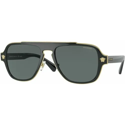 Aviator Polarized Sunglasses , male, Sizes: 56 MM - Versace - Modalova