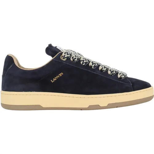 Blaue Wildleder Runde-Zehen Sneakers - Lanvin - Modalova