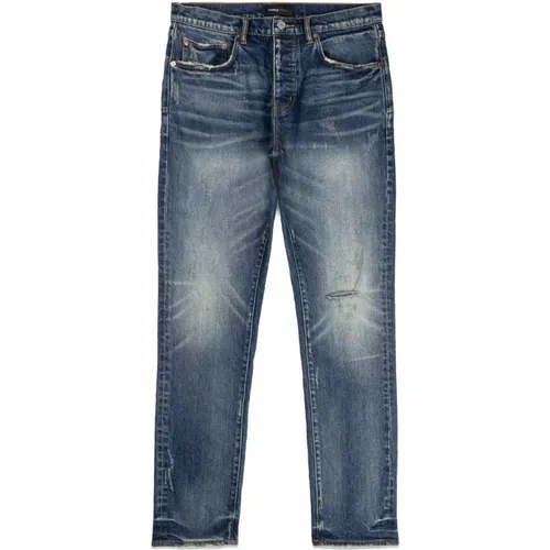 Luxuriöse Slim Straight Distressed Denim Jeans , Herren, Größe: L - Purple Brand - Modalova