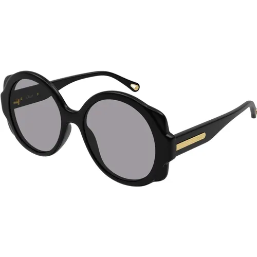 Schwarze/Graue Sonnenbrille , Damen, Größe: 55 MM - Chloé - Modalova