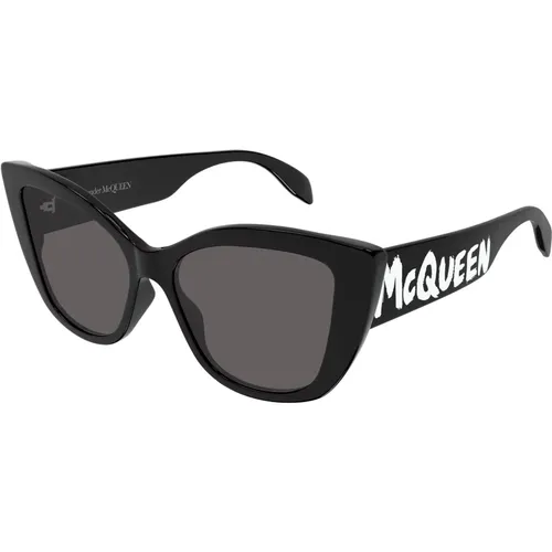 Schwarz/Graue Sonnenbrille AM0347S,Sunglasses,Hellblaue Sonnenbrille - alexander mcqueen - Modalova