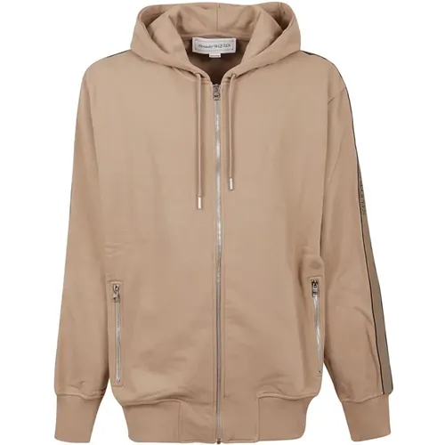 Zip-Up Sweatshirt with Drawstring Hood , male, Sizes: L - alexander mcqueen - Modalova