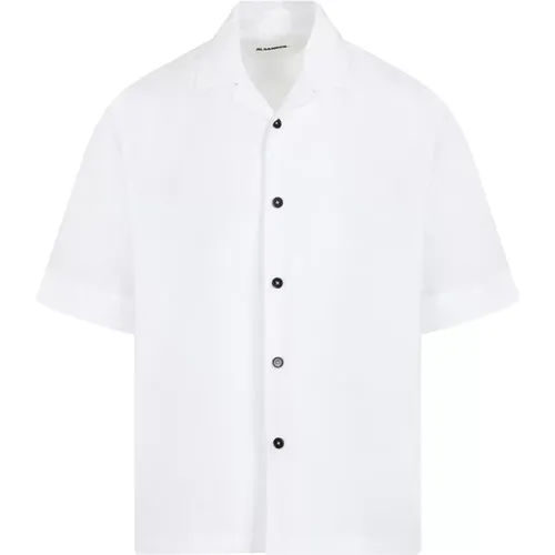 Weiße Baumwoll Kurzarmhemd , Herren, Größe: XL - Jil Sander - Modalova