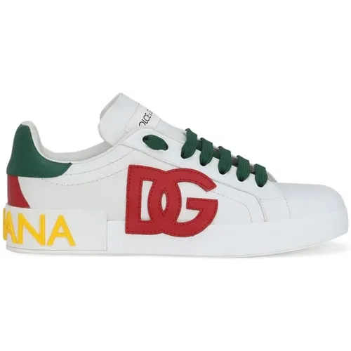 Leather Panelled Sneakers , female, Sizes: 4 UK - Dolce & Gabbana - Modalova