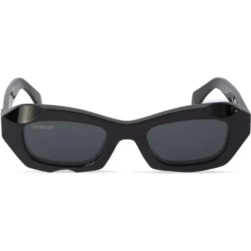 Schwarze Matera Sonnenbrille mit Gelben Gläsern,Mondkrater Cat-Eye Sonnenbrille - Off White - Modalova