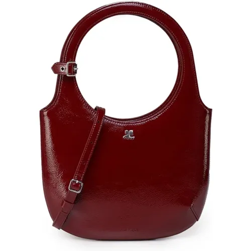 Rote Ledertasche mit AC-Logo - Courrèges - Modalova