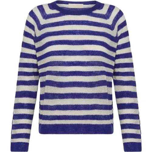 Striped Lurex Sweater Pearl Stitch , female, Sizes: M, S - Momoni - Modalova
