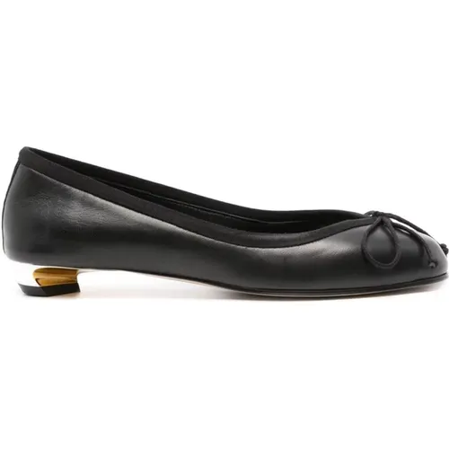 Schwarze Leder Schleifendetails Slip-On Schuhe - alexander mcqueen - Modalova