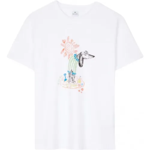 Bio-Baumwolle Beach Dog Print T-shirt , Damen, Größe: S - Paul Smith - Modalova