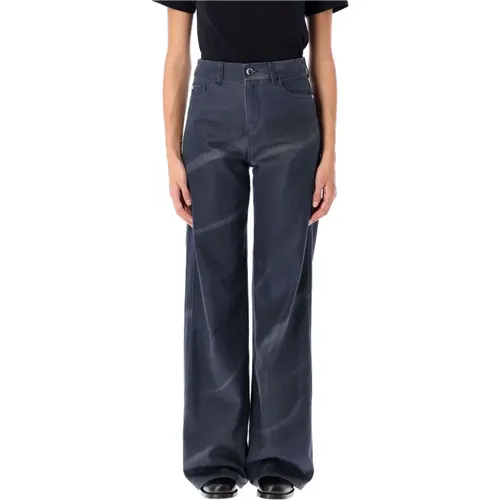 Blaue Gewaschene Denim Hose Chic Stil , Damen, Größe: W27 - Emporio Armani - Modalova