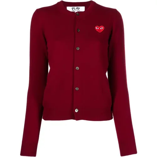 Wool Heart Motif Cardigan , female, Sizes: M - Comme des Garçons Play - Modalova